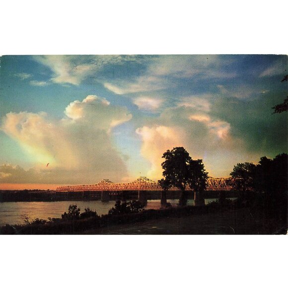Postcard Eastern Gateway to Arkansas, Memphis-Arkansas Bridge Chrome Posted - Picture 1 of 2